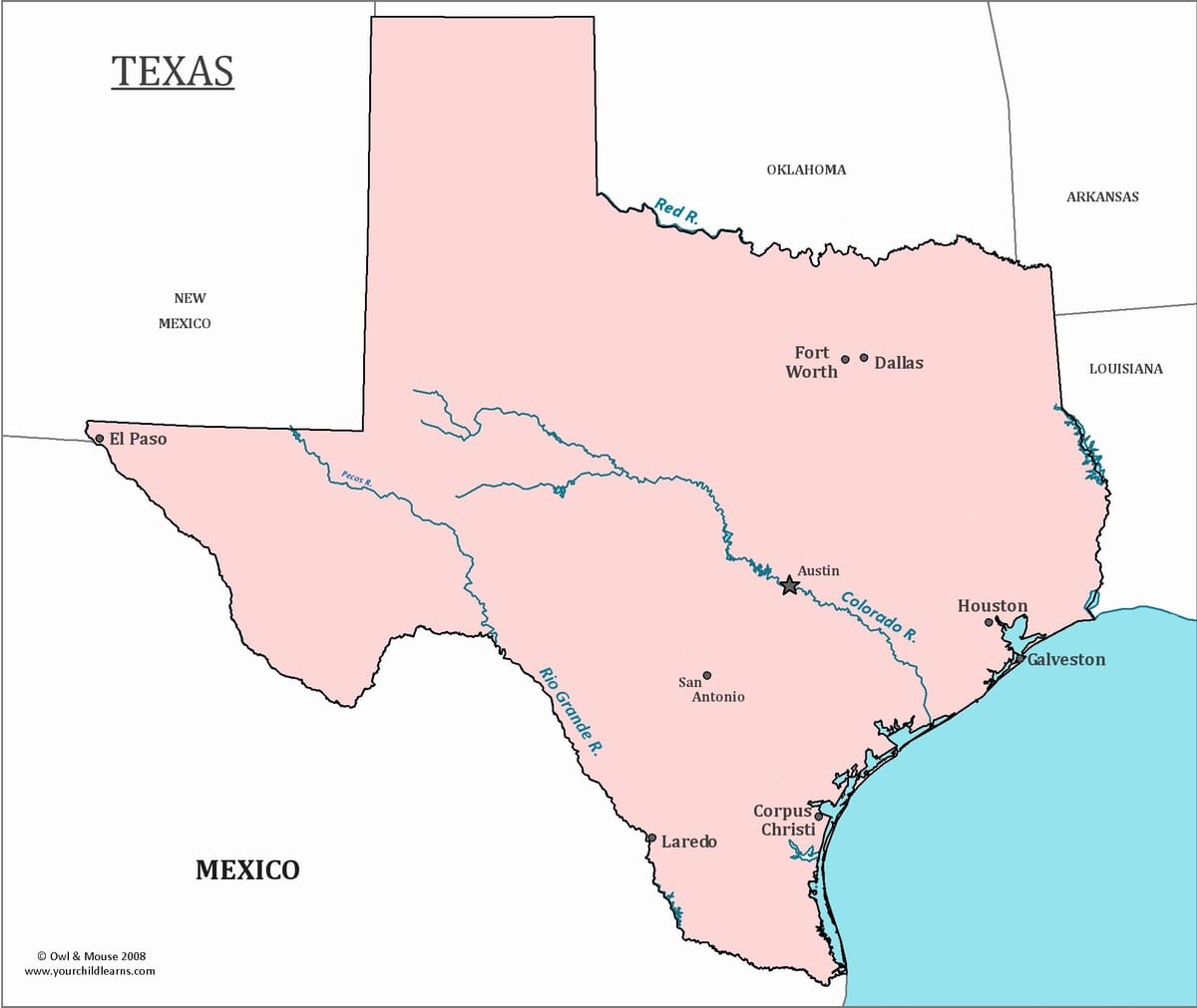 Austin टेक्सास के नक्शे पर