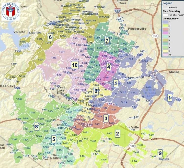 ऑस्टिन Tx zoning नक्शा