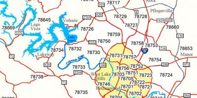 ज़िप कोड के नक्शे Austin
