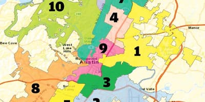 Austin टेक्सास जिले का नक्शा