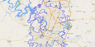 नक्शे के ऑस्टिन शहर सीमाएं
